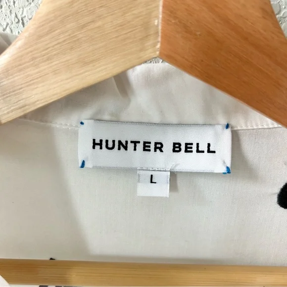 Hunter Bell Nigel Shirt White Embroidered Heart Size Large Long Sleeve Cotton - Picture 7 of 8